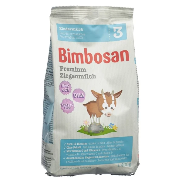 Hier sehen Sie den Artikel BIMBOSAN Premium Ziegenmilch 3 refill Btl 400 g aus der Kategorie Milch und Schoppenzusätze. Dieser Artikel ist erhältlich bei pedro-shop.ch