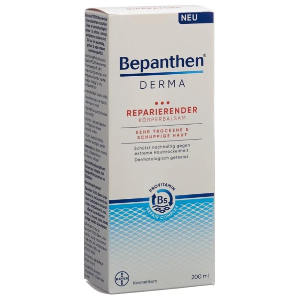 Hier sehen Sie den Artikel BEPANTHEN Derma Reparierender Körperbalsam 200 ml aus der Kategorie Körpermilch/Creme/Lotion/Öl/Gel. Dieser Artikel ist erhältlich bei pedro-shop.ch