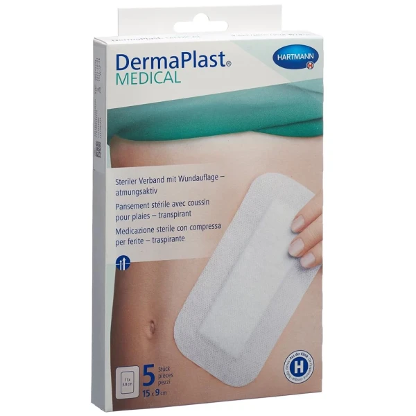 DERMAPLAST Medical Vliesverband 15x9cm 5 Stk