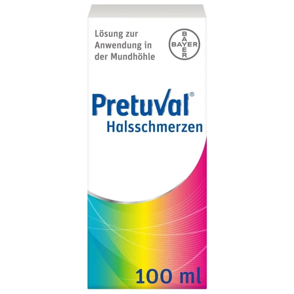 Hier sehen Sie den Artikel PRETUVAL Halsschmerzen Lös Fl 100 ml aus der Kategorie Arzneimittel der Liste D. Dieser Artikel ist erhältlich bei pedro-shop.ch