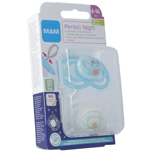 MAM Perfect Night Nuggi Silikon 6-16m Boy