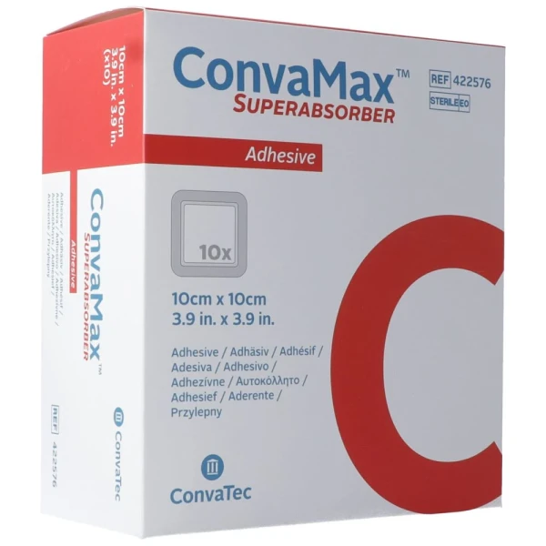 CONVAMAX Superabsorber 10x10cm adhäsiv (n) 10 Stk