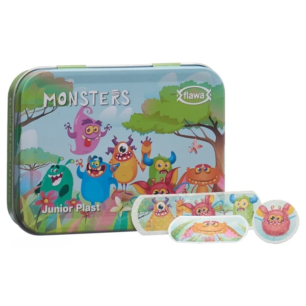 FLAWA Junior Plast Strips Monsters Tin Box 20 Stk