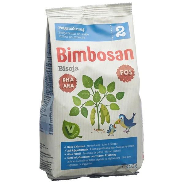 Hier sehen Sie den Artikel BIMBOSAN Bisoja 2 Folgenahrung refill 400 g aus der Kategorie Milch und Schoppenzusätze. Dieser Artikel ist erhältlich bei pedro-shop.ch