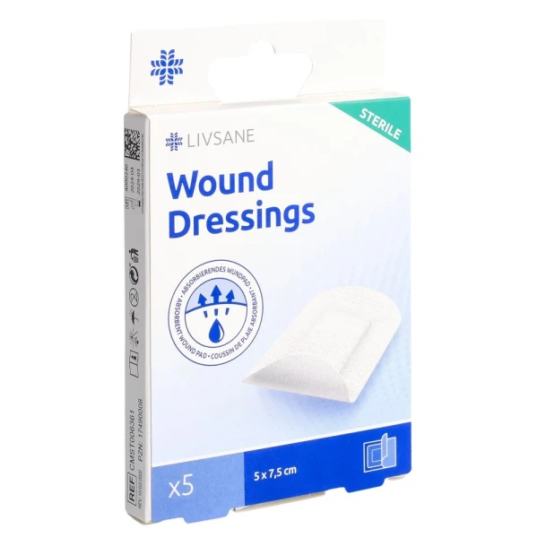 LIVSANE Sterile Wound Dressings 7.5x10cm 5 Stk