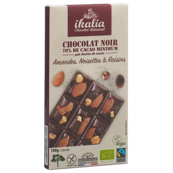 IKALIA Tafel ZB Schokolade 70% Man Hasel 100 g