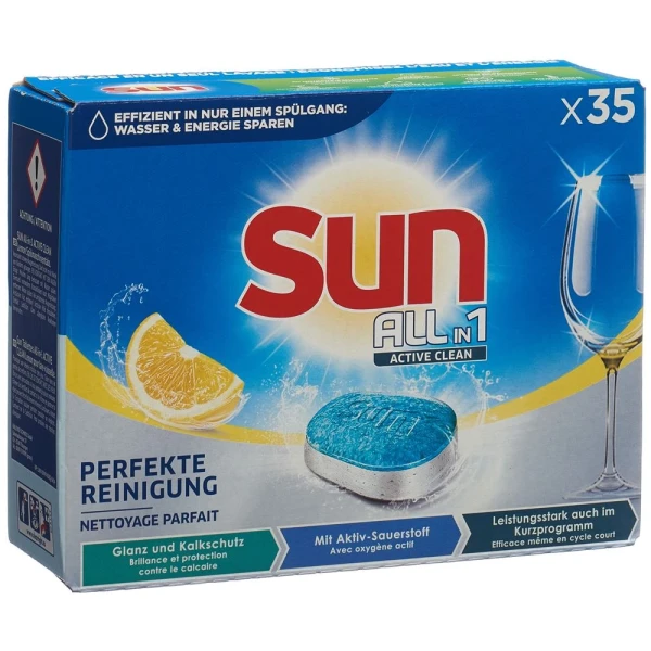 SUN All-in-1 Active Clean Tabs Lemon Box 35 Stk
